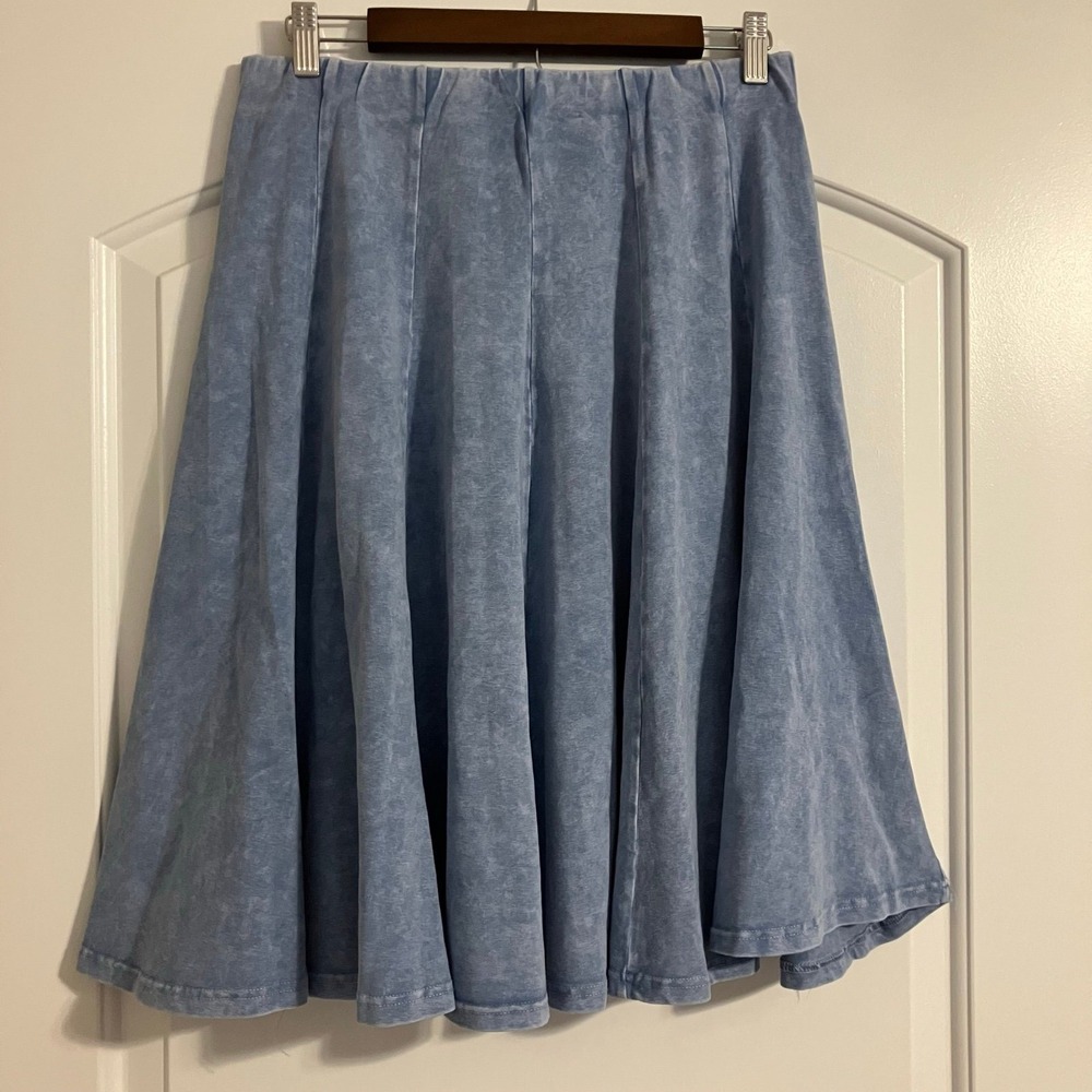KIKI RIKI Knee-Length Midi Panel Skirt  Women's XXL Elastic Waist Light Blue NWT